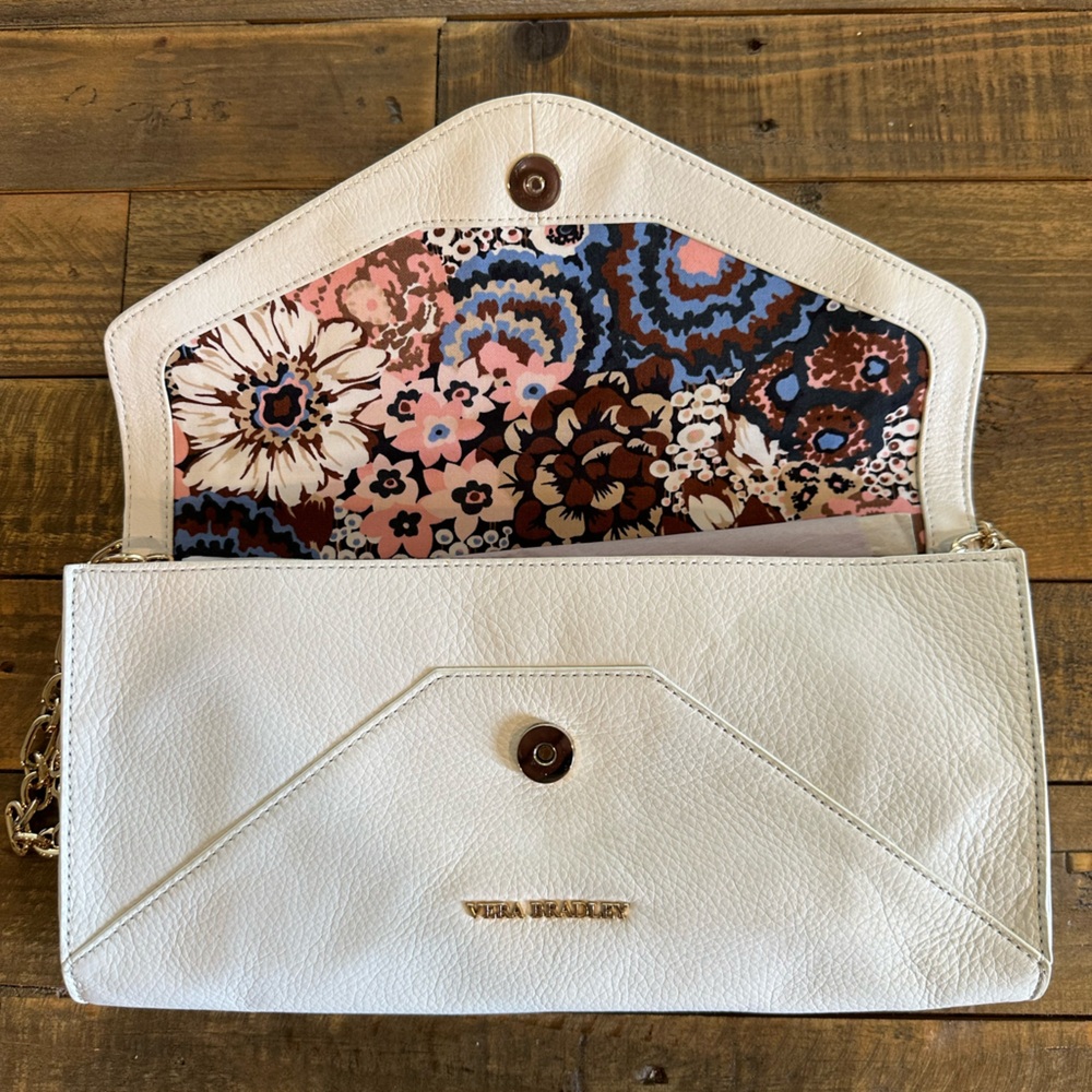 Vera Bradley Harper White Leather Clutch/Shoulder Bag New Without Tag - Picture 4 of 6